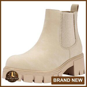 Platform Chelsea Boots Lug Sole Slip On Ankle Booties Women's Size